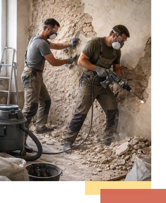 Демонтаж штукатурки со стен в Югорске быстро и аккуратно