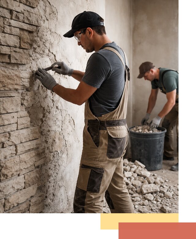 Демонтаж декоративного камня в Югорске профессионально и безопасно