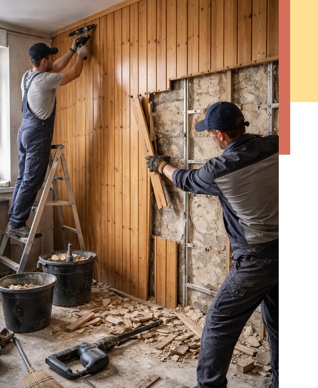 Демонтаж вагонки со стен в Югорске от 1481 руб. — снятие, удаление, срочно | ОТДЕЛОЧНИК-Югр