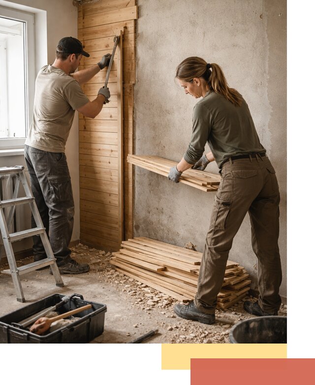 Демонтаж вагонки со стен в Югорске — профессиональный демонтаж