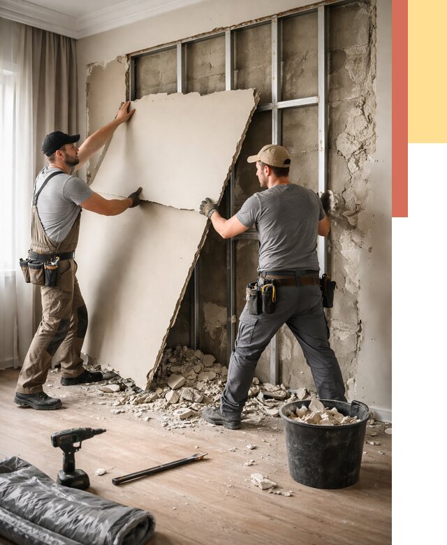 Демонтаж гипсокартона со стен в Югорске от 357 руб. — услуги демонтажа | ОТДЕЛОЧНИК-Югр