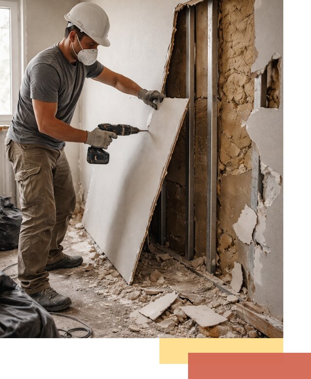 Демонтаж гипсокартона со стен в Югорске качественно и быстро