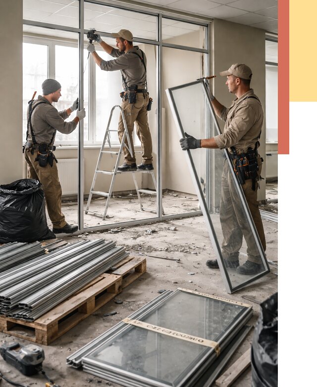 Демонтаж алюминиевых перегородок в Югорске от 4289 руб. — быстро и недорого | ОТДЕЛОЧНИК-Югр