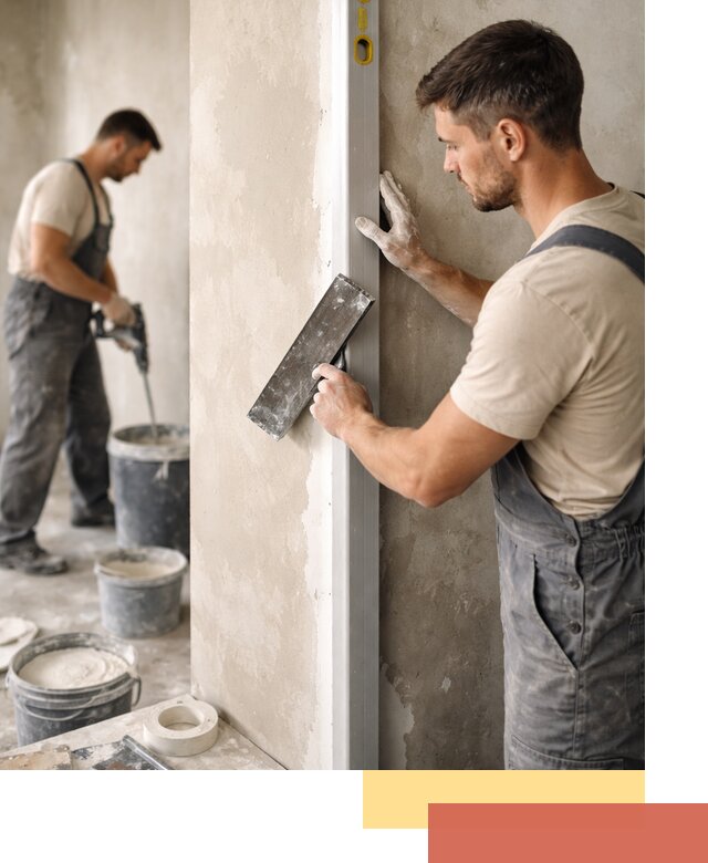 Выведение углов стен в Югорске: монтаж и оштукатуривание