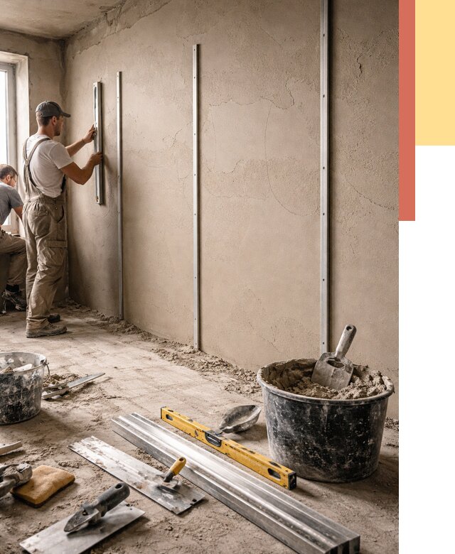 Штукатурка стен по маякам в Югорске от 5616 руб./м² — выравнивание под ключ | ОТДЕЛОЧНИК-Югр