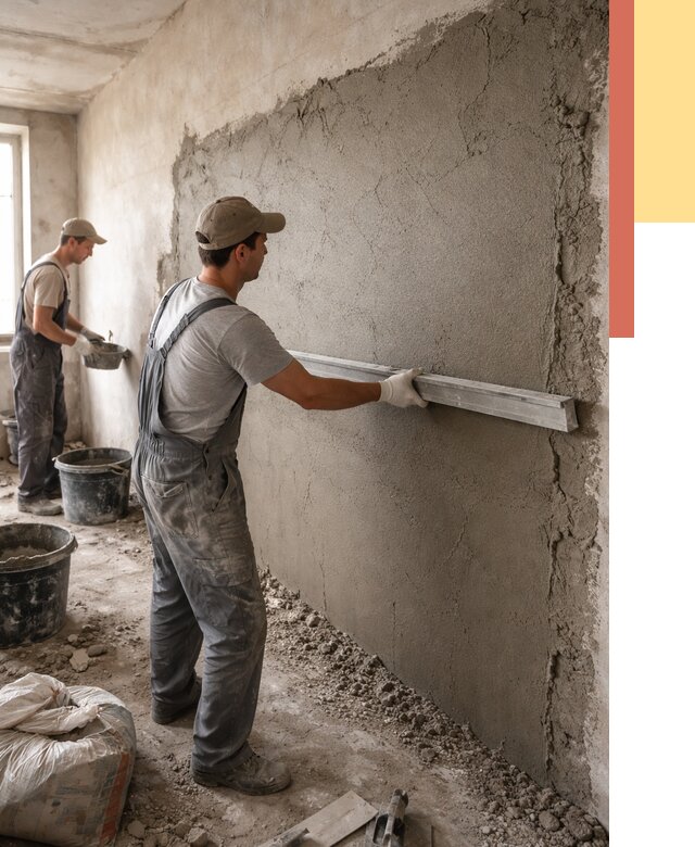 Цементная штукатурка стен в Югорске от 4595 руб/м2 — быстро и недорого | ОТДЕЛОЧНИК-Югр