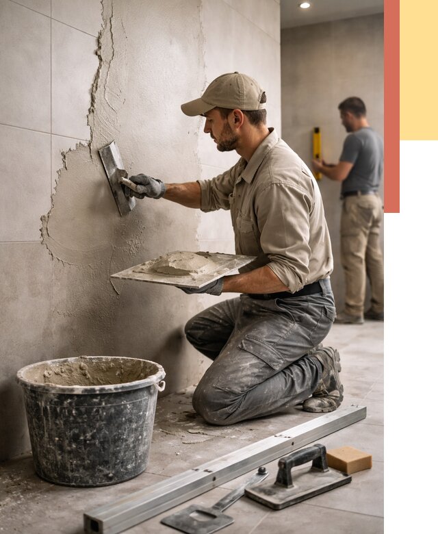 Штукатурка стен в ванной в Югорске от 4595 руб./м² — выравнивание под ключ | ОТДЕЛОЧНИК-Югр