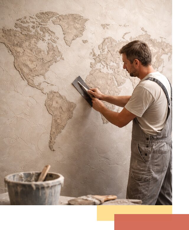 Декоративная штукатурка «Карта мира» под ключ в Югорске