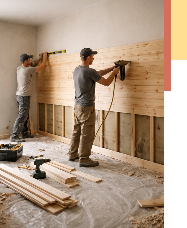 Монтаж деревянной вагонки на стены в Югорске от 7658 руб. | Услуги монтажа вагонки | ОТДЕЛОЧНИК-Югр