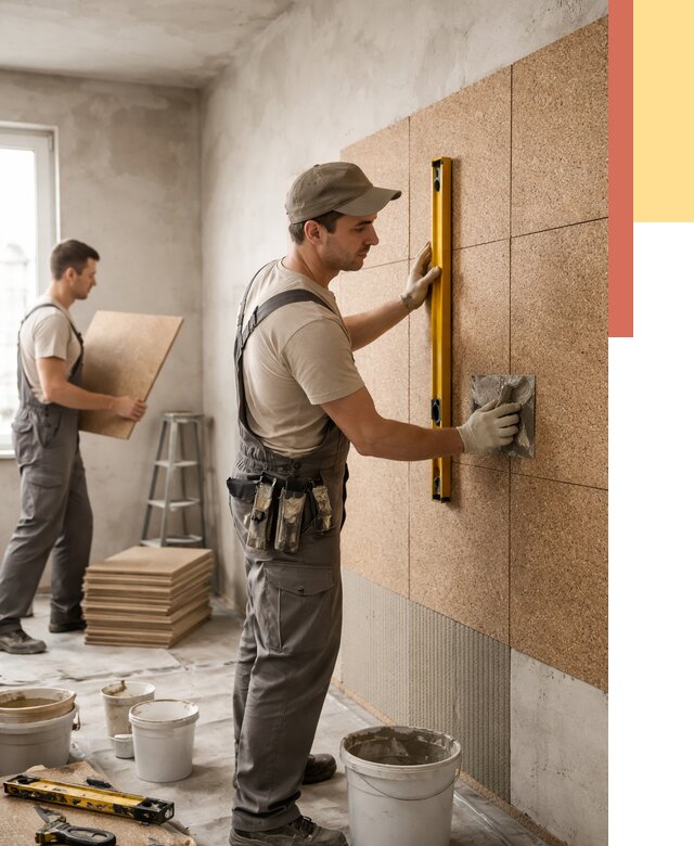 Монтаж пробковых панелей на стены в Югорске от 3574 руб. — ОТДЕЛОЧНИК-Югр