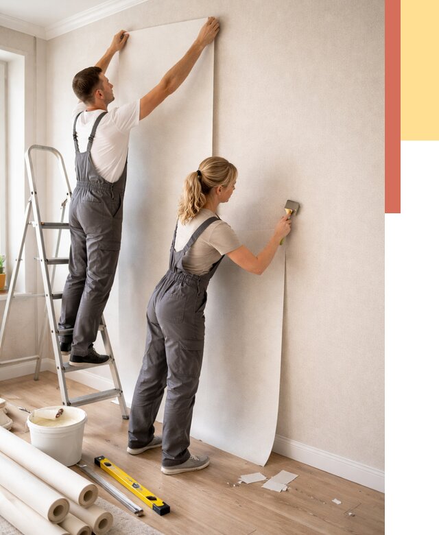 Поклейка флизелиновых обоев в Югорске от 6127 руб. | Быстро и недорого — ОТДЕЛОЧНИК-Югр