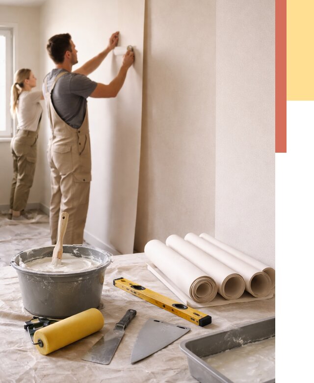 Поклейка бумажных обоев в Югорске от 5616 руб./м2 — быстро и недорого | ОТДЕЛОЧНИК-Югр