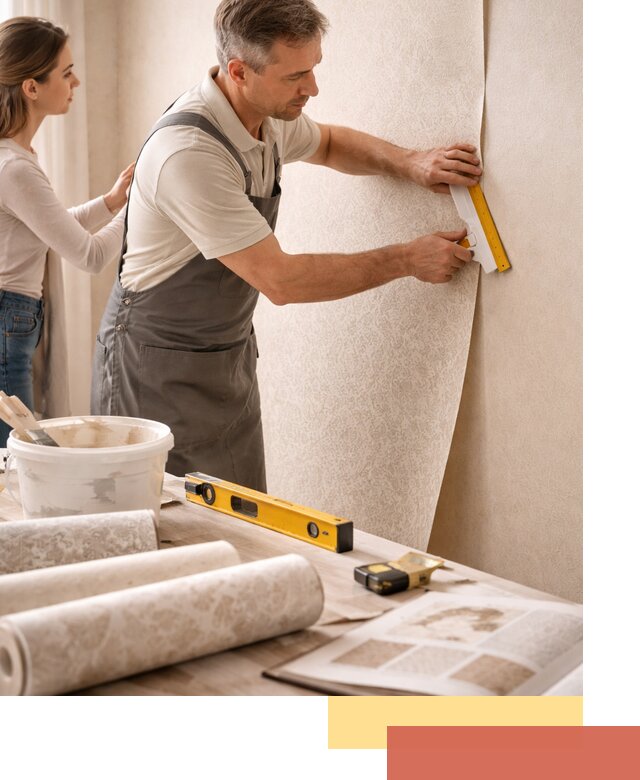 Поклейка обоев с подбором рисунка в Югорске