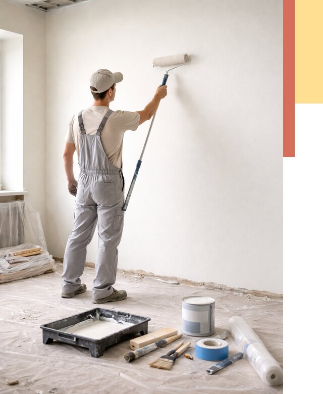 Покраска стен водоэмульсионной краской в Югорске от 459 руб. за м² | ОТДЕЛОЧНИК-Югр