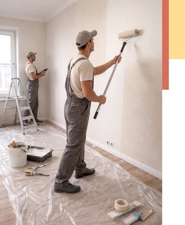 Покраска стен акриловой краской в Югорске от 3574 руб./м² — быстро и недорого | ОТДЕЛОЧНИК-Югр