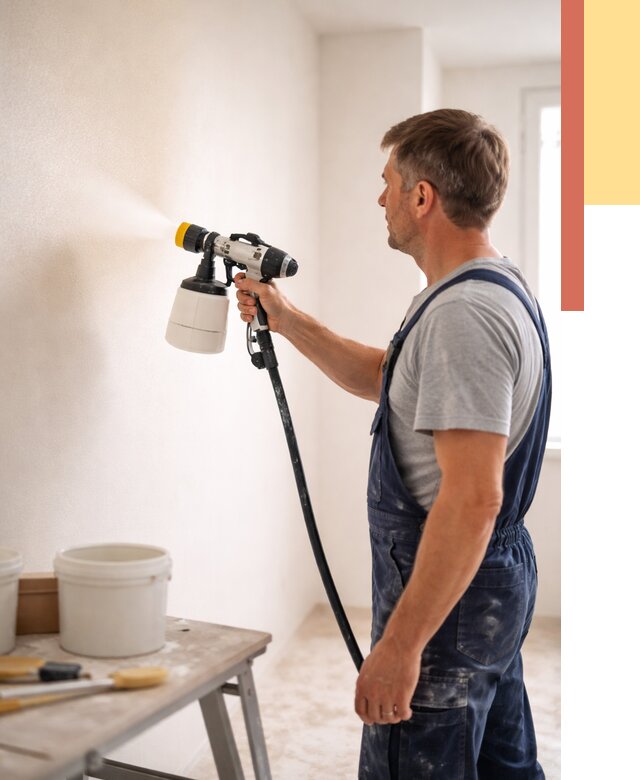 Покраска стен краскопультом в Югорске от 7658 руб. — механизированная покраска | ОТДЕЛОЧНИК-Югр