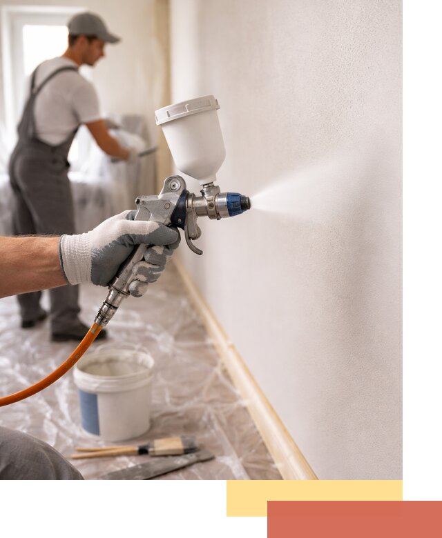 Покраска стен краскопультом в Югорске быстро и качественно