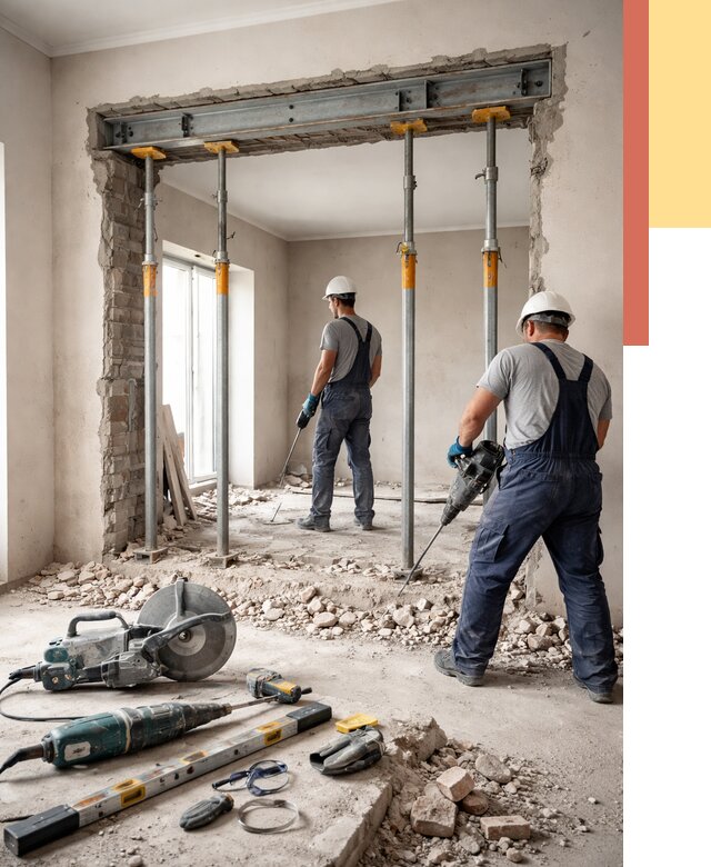 Прорезка проема в стене в Югорске от 4595 руб. — быстро и недорого | ОТДЕЛОЧНИК-Югр