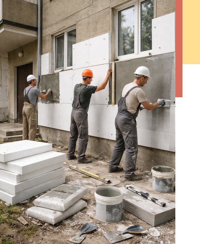 Утепление стен пенопластом в Югорске от 1787 руб. — недорого и под ключ | ОТДЕЛОЧНИК-Югр