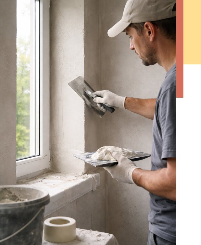 Штукатурка откосов в Югорске от 4595 руб/м² — услуги и выравнивание под ключ | ОТДЕЛОЧНИК-Югр