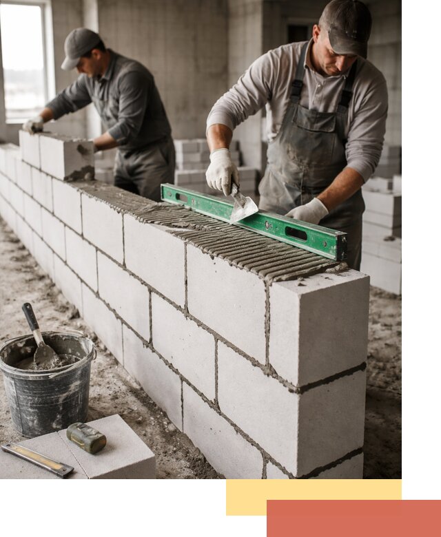 Кладка перегородок из газобетона в Югорске быстро и качественно