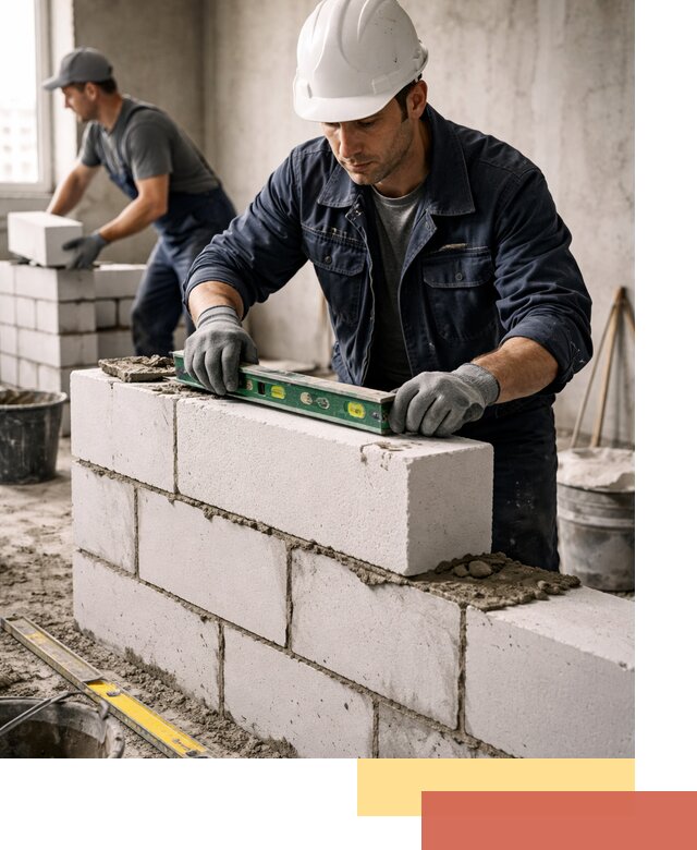 Кладка перегородок из пеноблока под ключ в Югорске