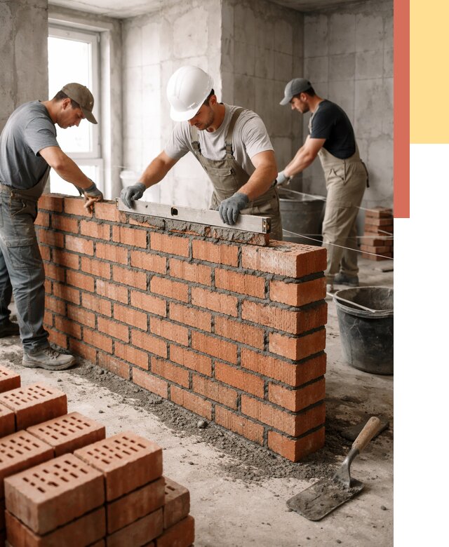 Кладка перегородок из кирпича в Югорске от 3574 руб. за м² | ОТДЕЛОЧНИК-Югр