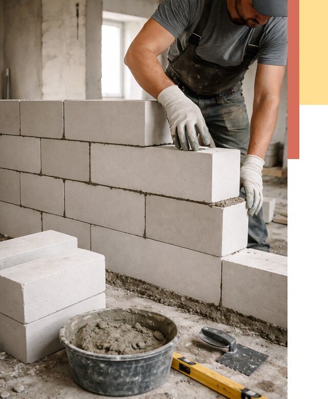 Кладка перегородок из силикатного блока в Югорске от 4084 руб. под ключ | ОТДЕЛОЧНИК-Югр