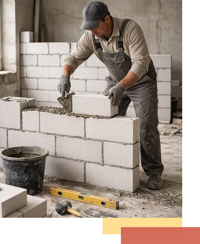 Кладка перегородок из силикатного блока в Югорске