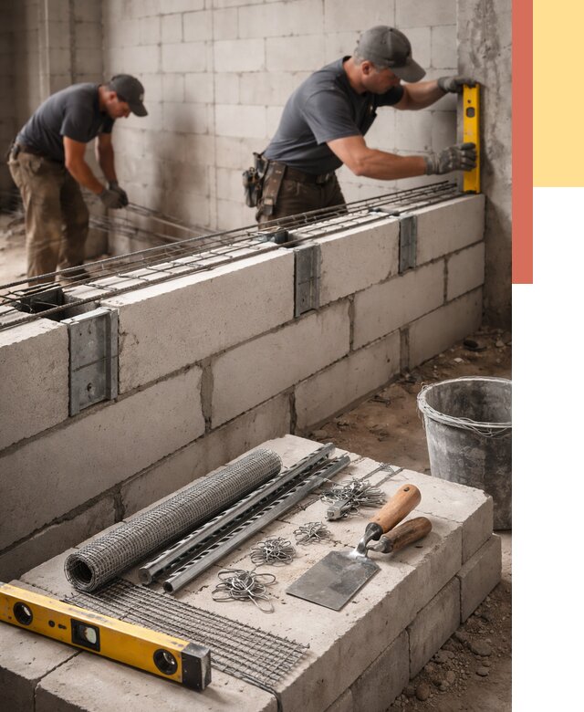 Армирование кладки перегородок в Югорске от 766 руб. под ключ | ОТДЕЛОЧНИК-Югр
