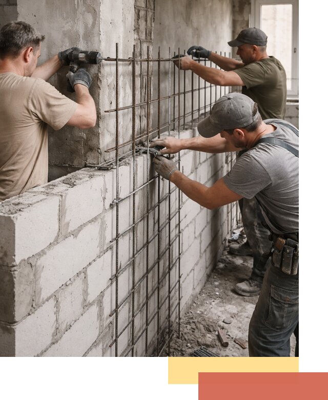 Армирование кладки перегородок в Югорске профессионально и надёжно