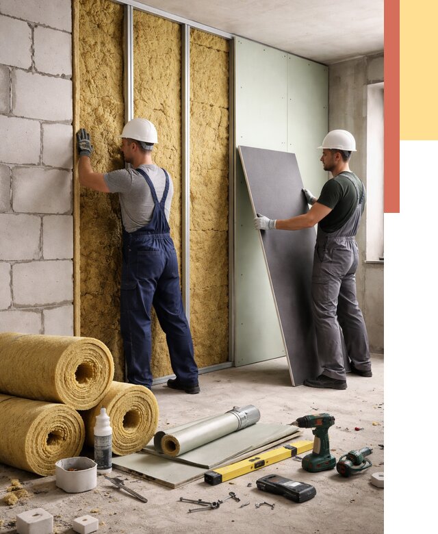 Шумоизоляция перегородок из блоков в Югорске от 1889 руб./м² — быстро и недорого | ОТДЕЛОЧНИК-Югр