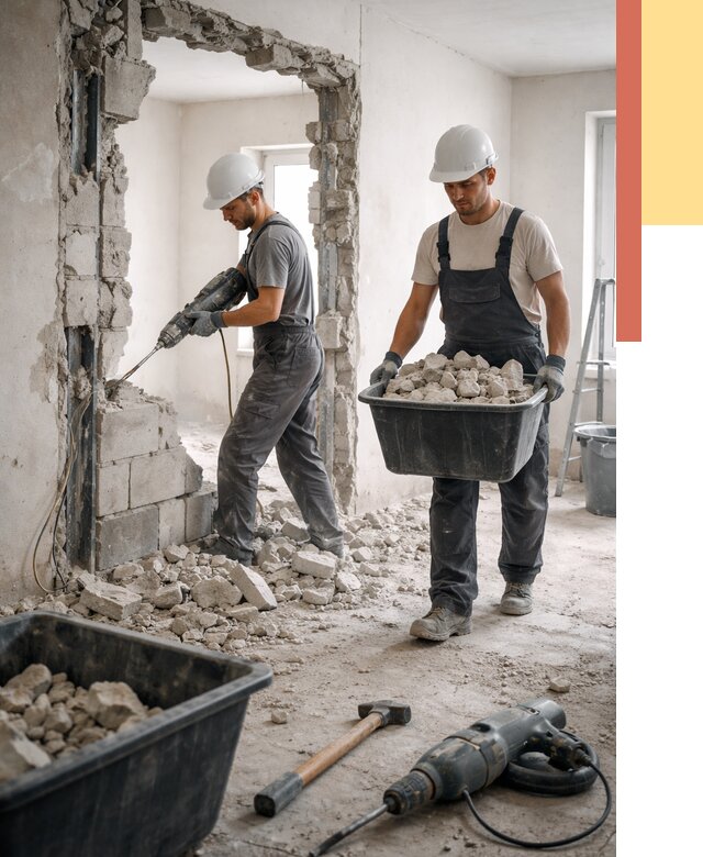 Демонтаж блоковых перегородок в Югорске от 3829 руб. — быстро и недорого | ОТДЕЛОЧНИК-Югр