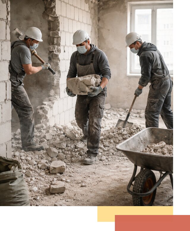 Демонтаж блочных перегородок в Югорске быстро и аккуратно