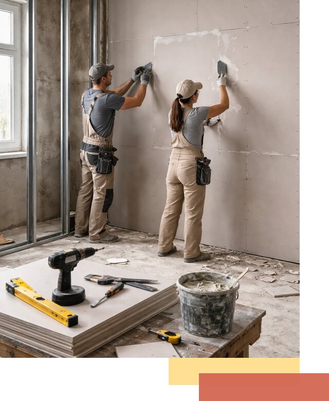 Монтаж двухслойной перегородки из гипсокартона в Югорске