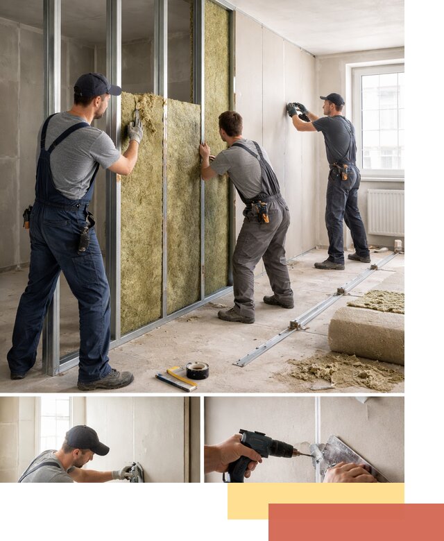 Перегородка из гипсокартона с шумоизоляцией в Югорске — монтаж под ключ