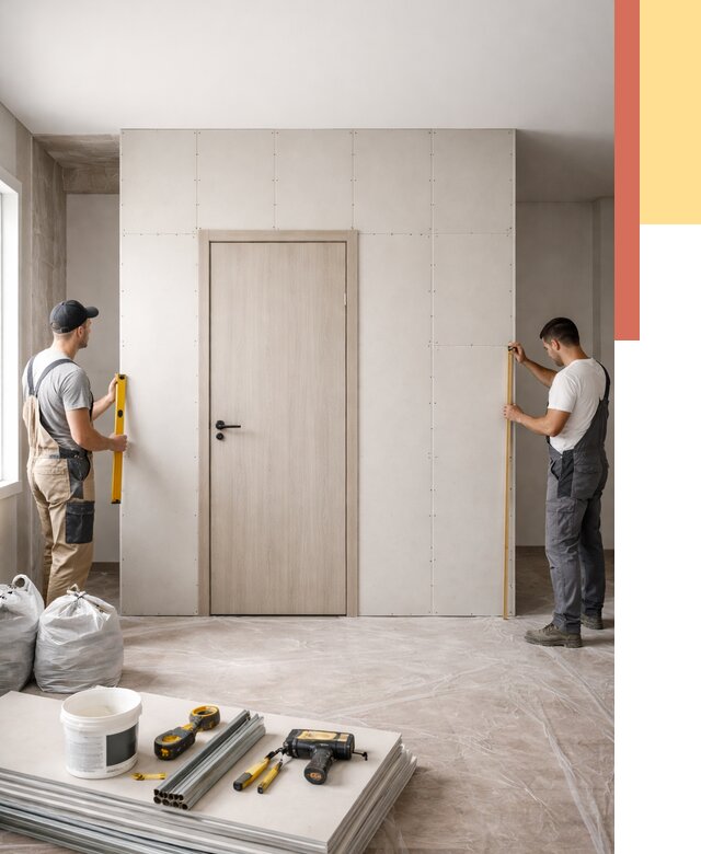 Перегородка из гипсокартона с дверью в Югорске от 4595 руб. под ключ | ОТДЕЛОЧНИК-Югр