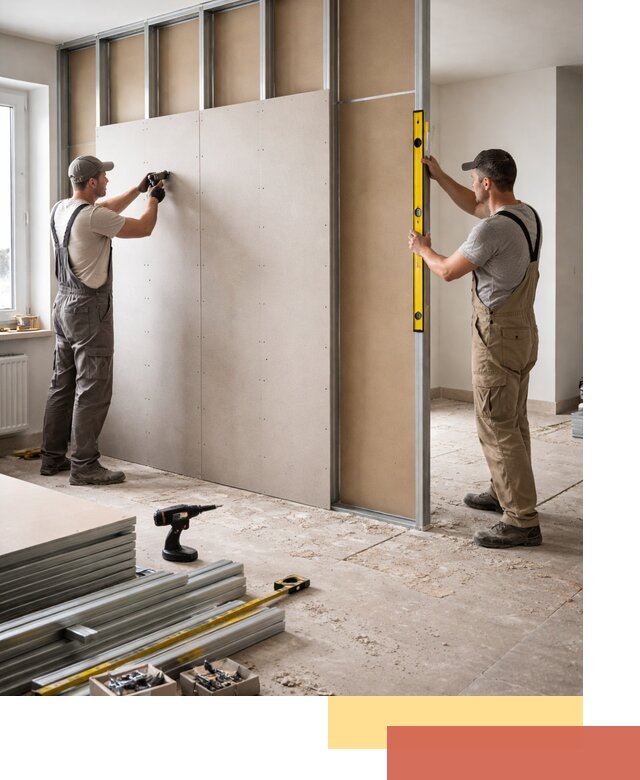 Зонирующая перегородка из гипсокартона под ключ в Югорске