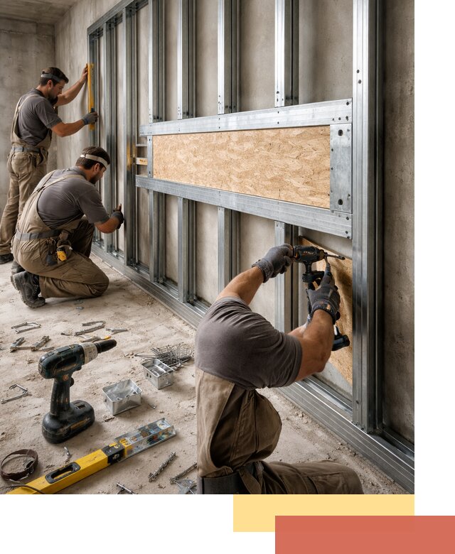 Усиленная перегородка для крепления тяжёлых конструкций в Югорске