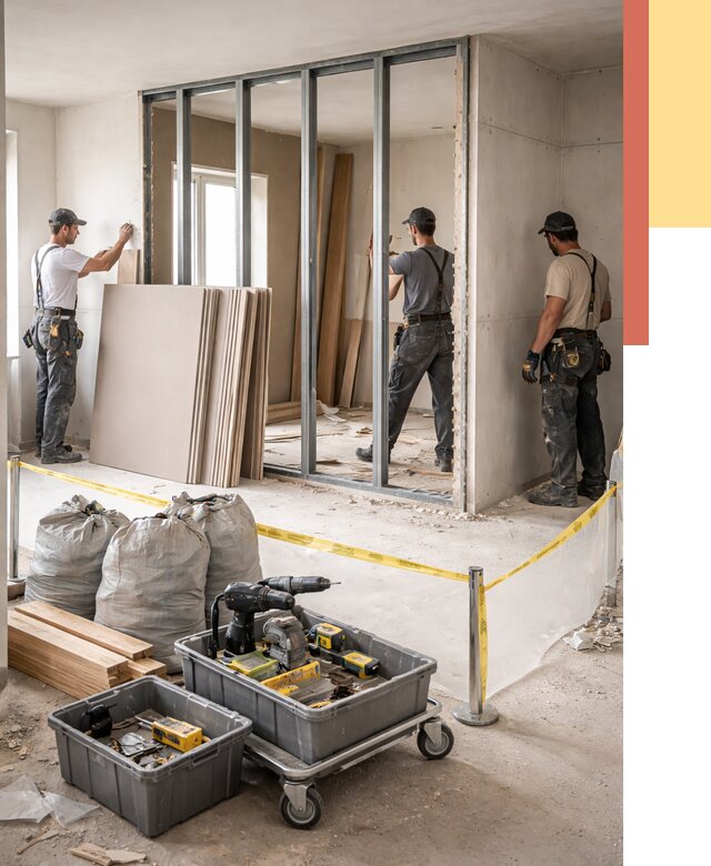 Перенос гипсокартонной перегородки в Югорске под ключ от 4595 руб. | Демонтаж и монтаж – ОТДЕЛОЧНИК-Югр