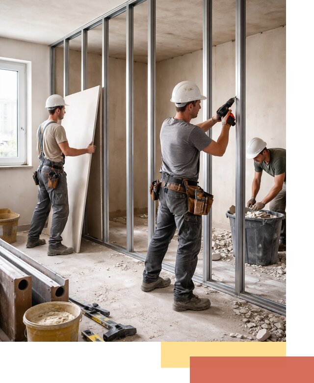 Перенос гипсокартонной перегородки в Югорске профессионально и быстро