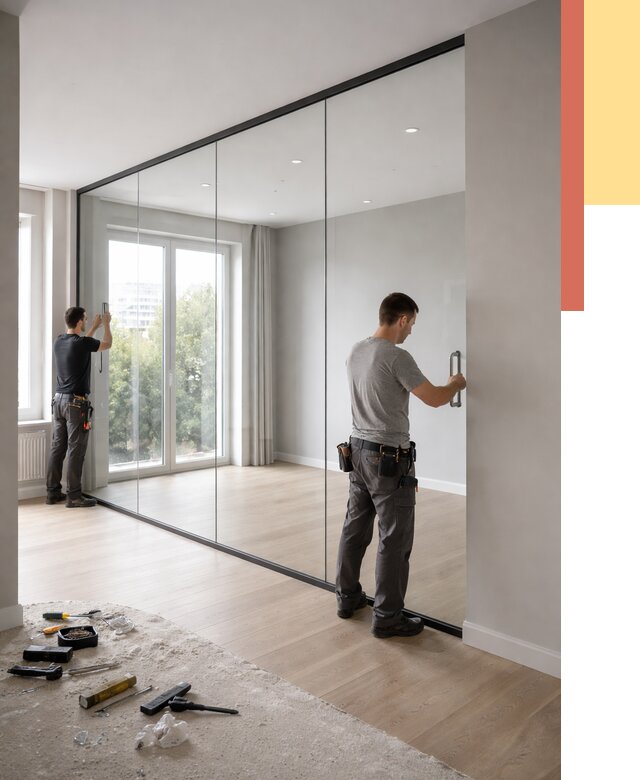 Изготовление стеклянных перегородок в Югорске от 12611 руб. под ключ | ОТДЕЛОЧНИК-Югр