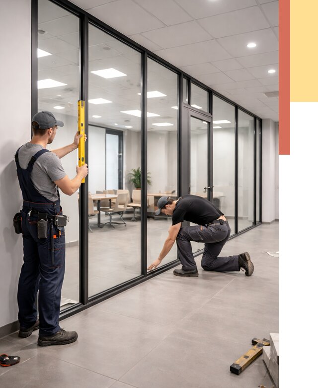 Каркасные стеклянные перегородки в Югорске под ключ от 9394 руб. | ОТДЕЛОЧНИК-Югр