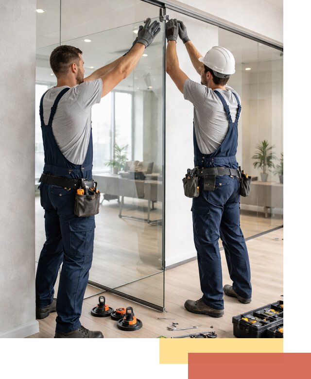 Безрамные стеклянные перегородки под ключ в Югорске