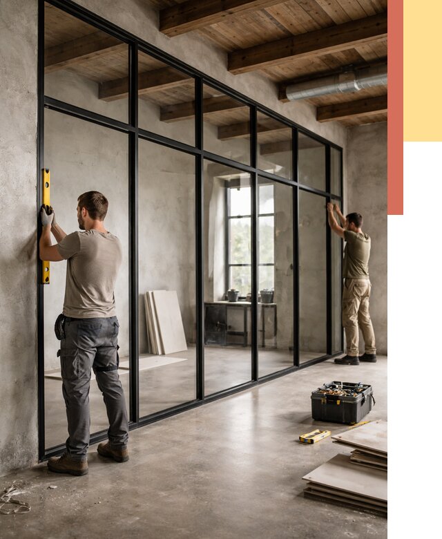 Стеклянные перегородки лофт в Югорске от 10722 руб. под ключ | ОТДЕЛОЧНИК-Югр