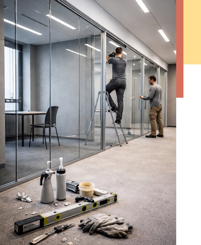 Стеклянные офисные перегородки в Югорске от 8679 руб. — монтаж и установка | ОТДЕЛОЧНИК-Югр