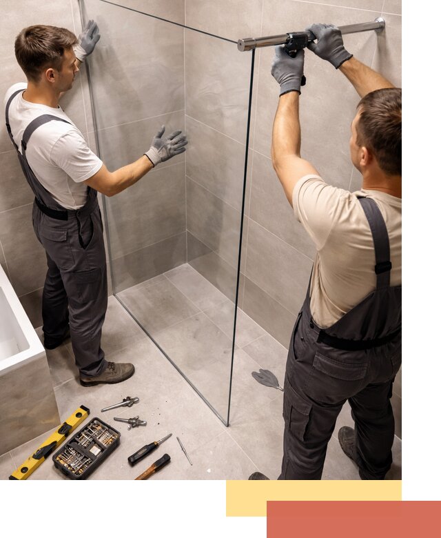 Стеклянные перегородки для душа в Югорске — изготовление и монтаж