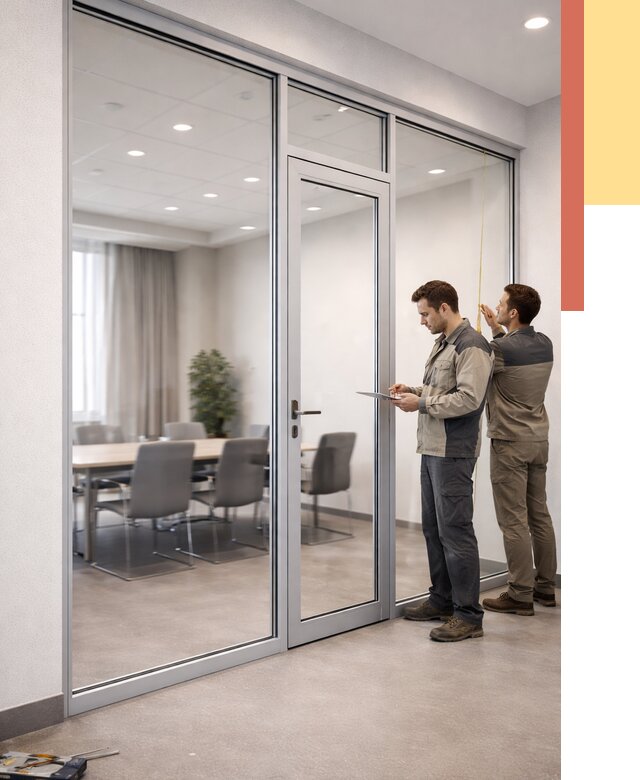 Установка и монтаж алюминиевых перегородок со стеклом в Югорске от 8373 руб. | ОТДЕЛОЧНИК-Югр