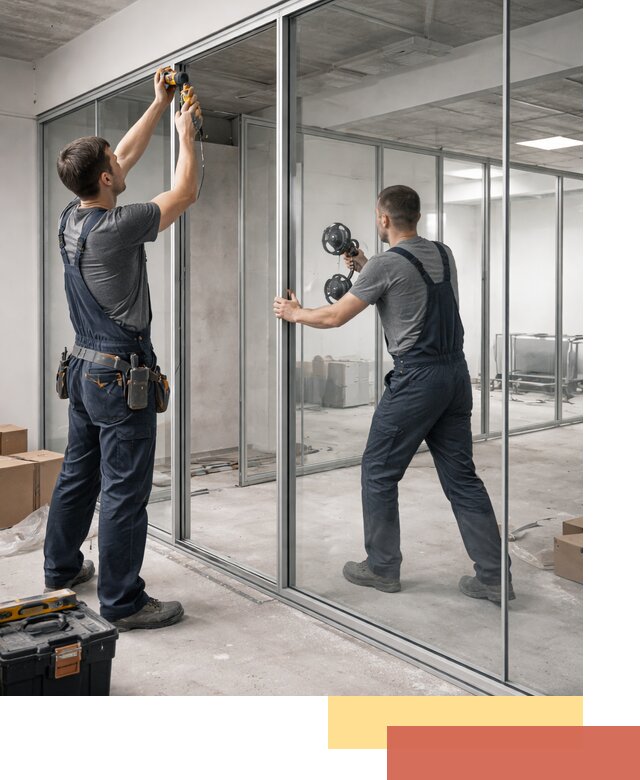 Алюминиевые перегородки со стеклом в Югорске — изготовление и монтаж