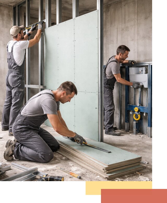 Монтаж и ремонт сантехнических перегородок в Югорске